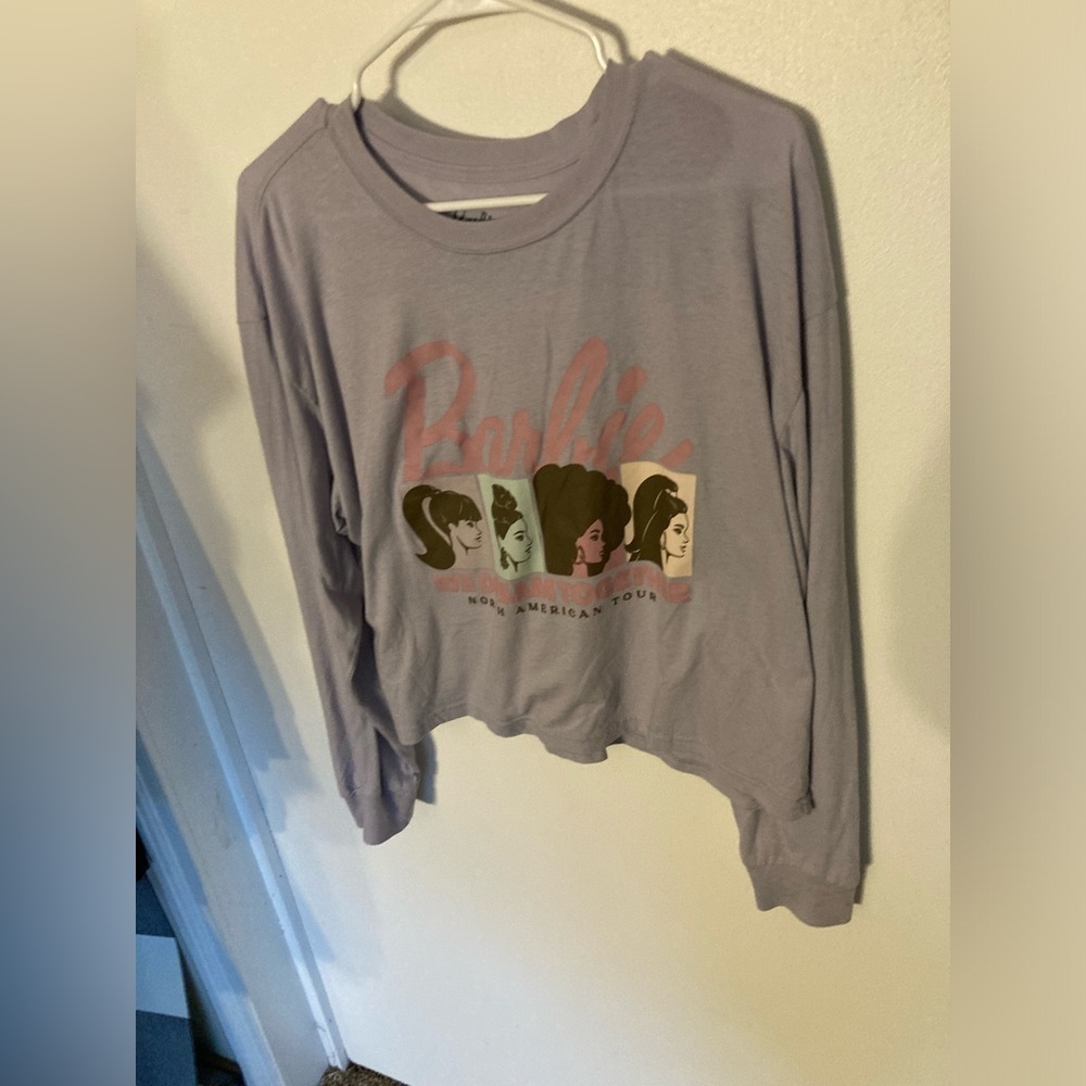 Barbie long sleeve shirt with Barbie logo & says North American tour in Large